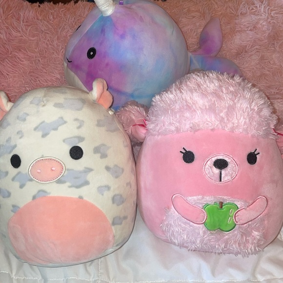 Squishmallow bundle 3 unicorn whale pink fuzzy dog pig squishmallow plush cute - Picture 1 of 6
